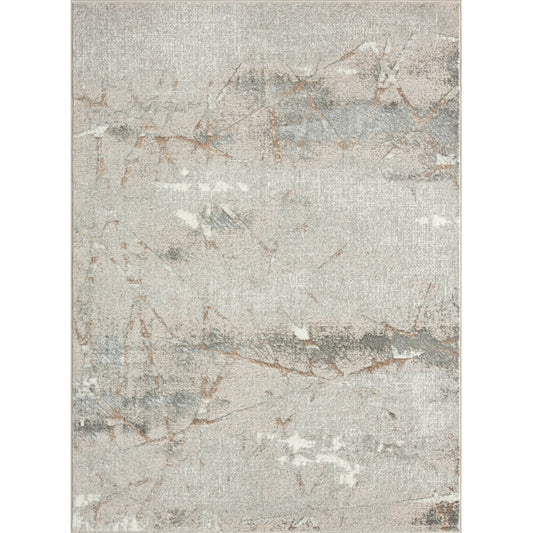 7' X 9' Beige Gray And Brown Abstract Area Rug
