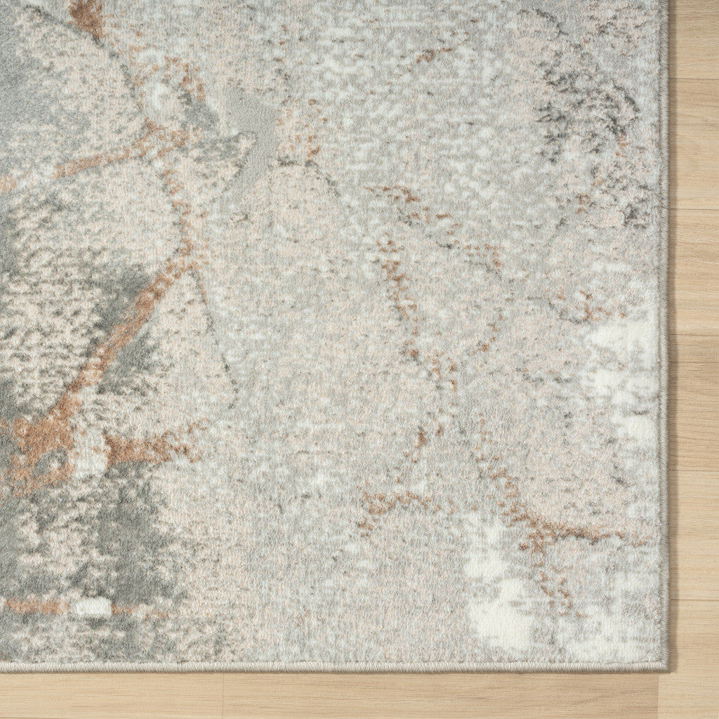 7' X 9' Beige Gray And Brown Abstract Area Rug