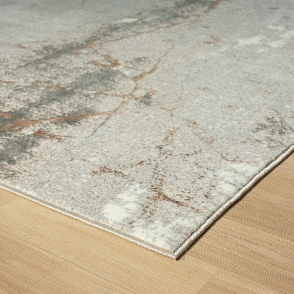 7' X 9' Beige Gray And Brown Abstract Area Rug