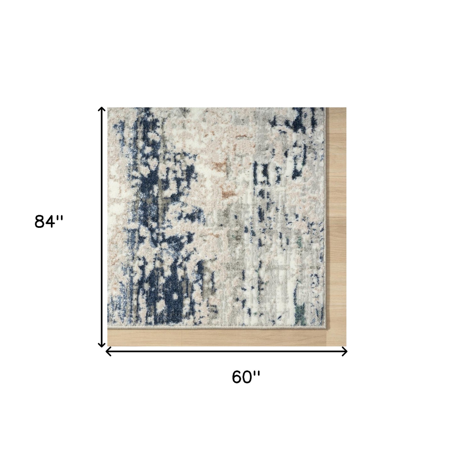 5' X 7' Beige Cream Blue And Gray Abstract Stain Resistant Area Rug