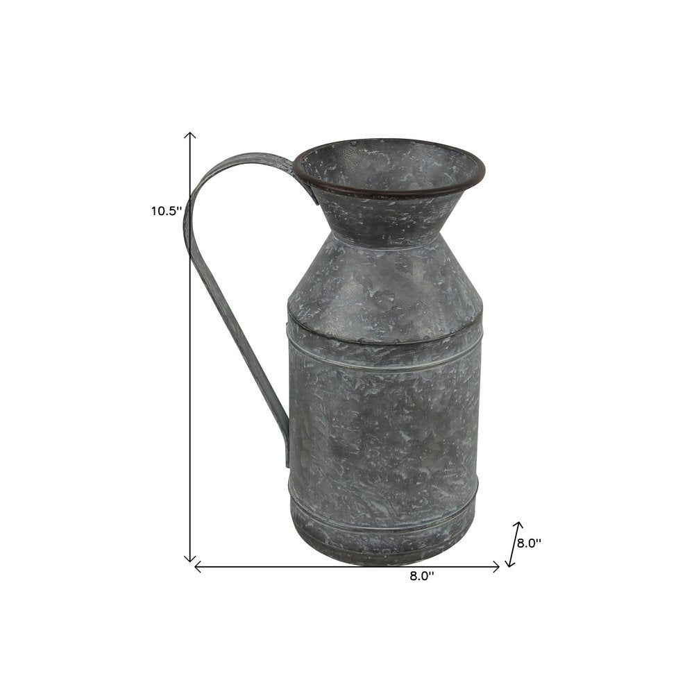 11" Gray Metal Jug Vase
