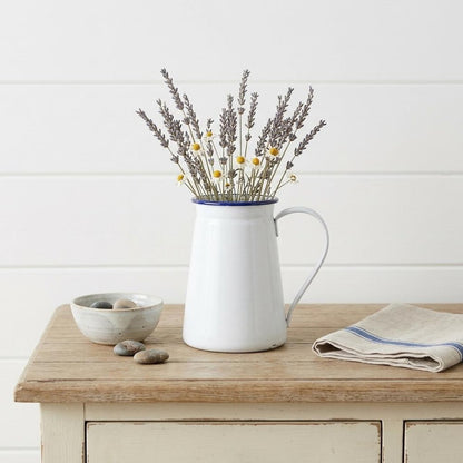 6" White and Blue Metal Jug Vase