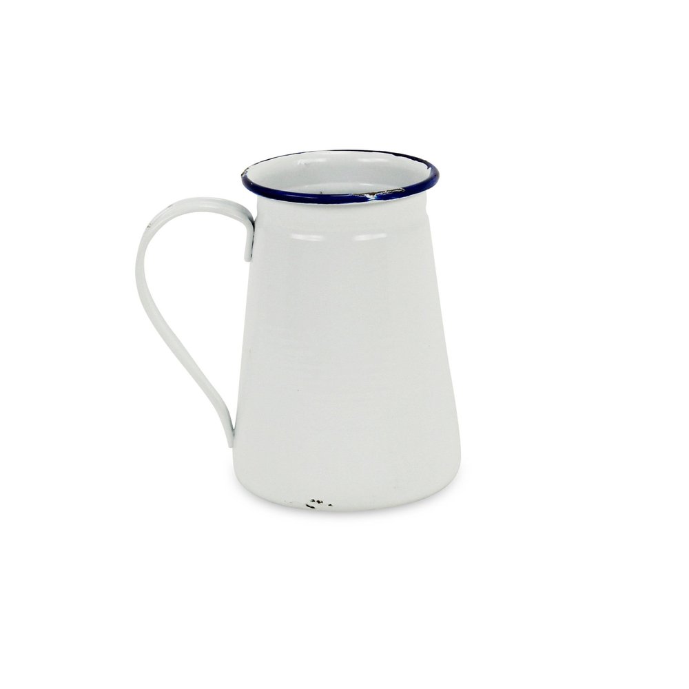 6" White and Blue Metal Jug Vase