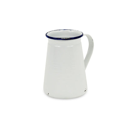 6" White and Blue Metal Jug Vase