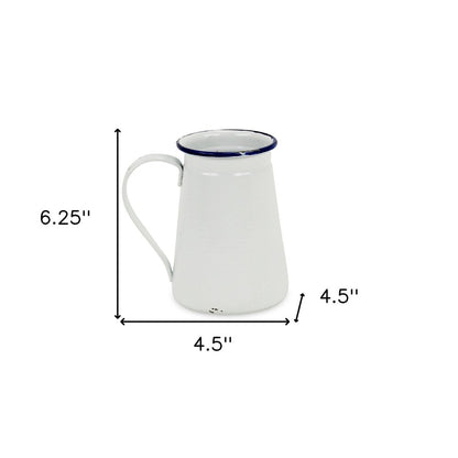 6" White and Blue Metal Jug Vase