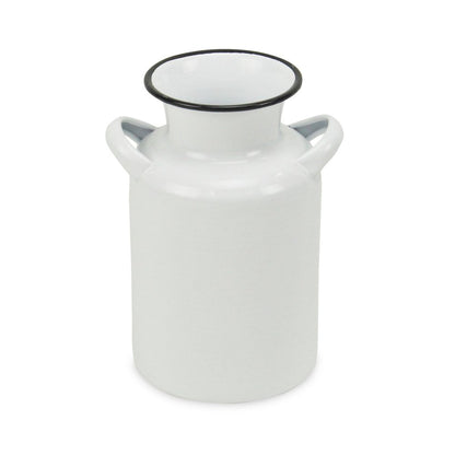 8" Black And White Metal Jug Vase