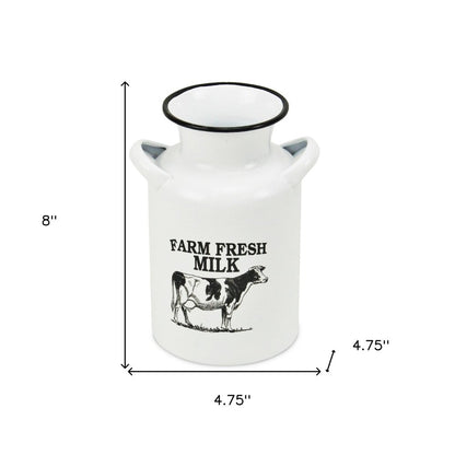 8" Black And White Metal Jug Vase