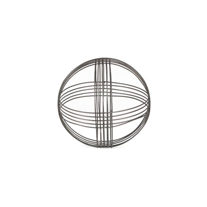 9" Gray Metal Hand Painted Decorative Orb Tabletop Sculpture