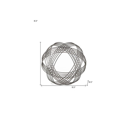 9" Gray Metal Hand Painted Decorative Orb Tabletop Sculpture