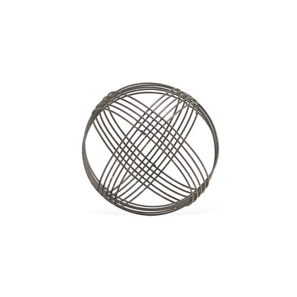 7" Gray Metal Hand Painted Decorative Orb Tabletop Sculpture