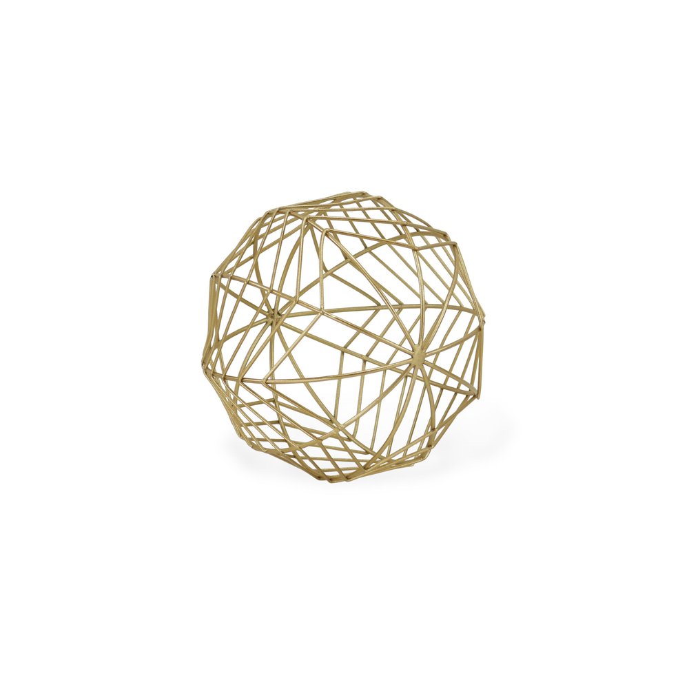 7" Gold Metal Hand Painted Decorative Orb Tabletop Sculpture