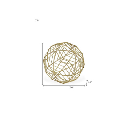 7" Gold Metal Hand Painted Decorative Orb Tabletop Sculpture