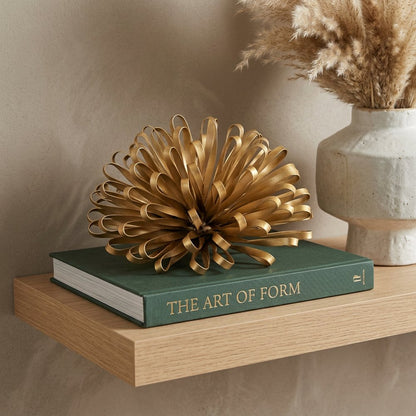 5" Gold Metal Abstract Hand Painted Sculpture