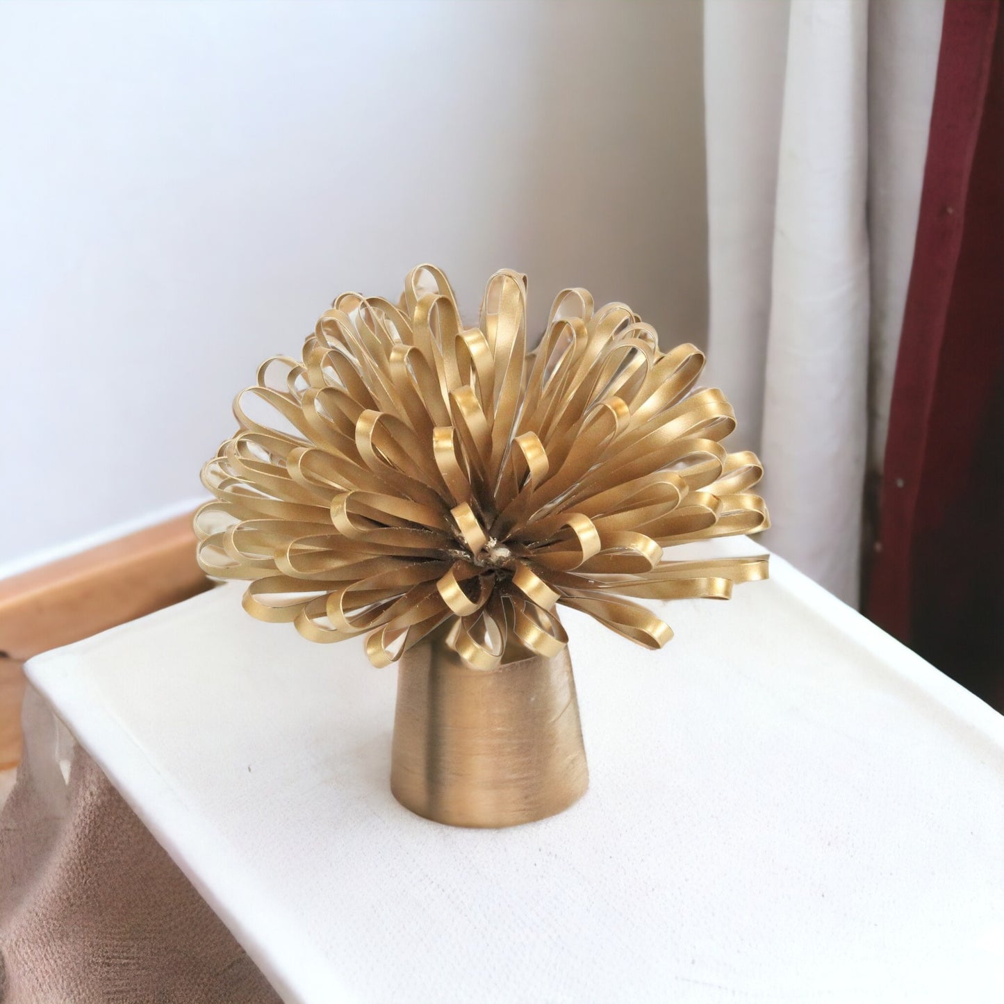 5" Gold Metal Abstract Hand Painted Sculpture