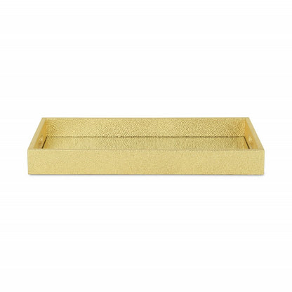 16" Gold Rectangular Wood Handmade Tray With Handles