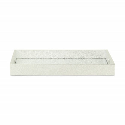16" Silver Rectangular Wood Handmade Tray With Handles