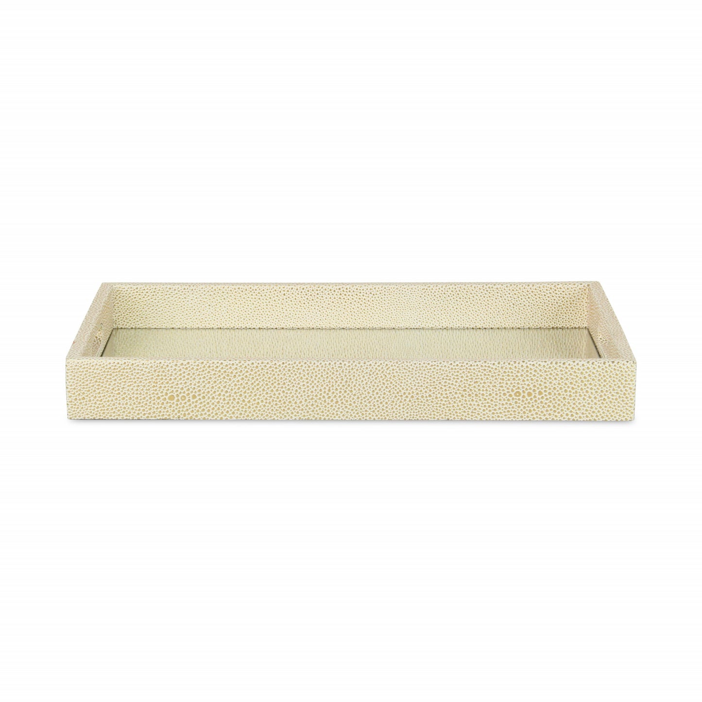 16" White Gold Rectangular Wood Handmade Tray With Handles