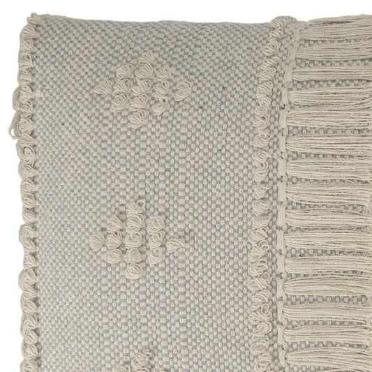 47" Cream And Black Leg Abstract Stripe and Dot Upholstery Bench