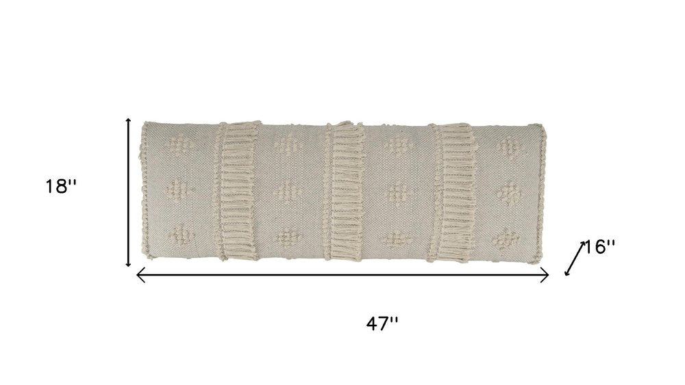 47" Cream And Black Leg Abstract Stripe and Dot Upholstery Bench