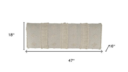 47" Cream And Black Leg Abstract Stripe and Dot Upholstery Bench