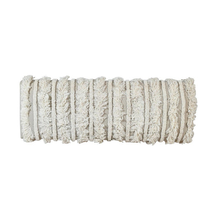 47" Cream Textural Boho Stripe Black Leg Upholstered Bench