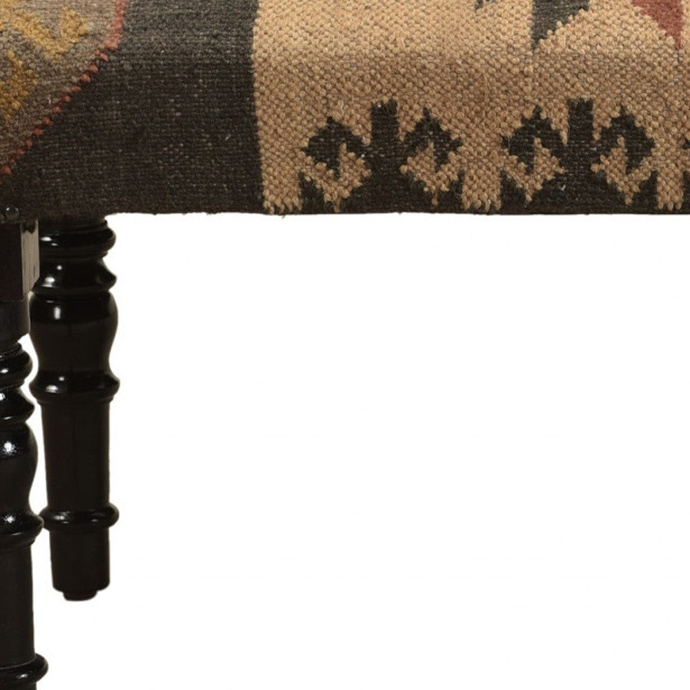 47" Shades of Brown Black Leg Southwest Upholstered Bench