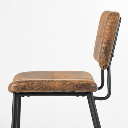Set of Two 27" Brown And Black Suede And Steel Counter Height Bar Chairs