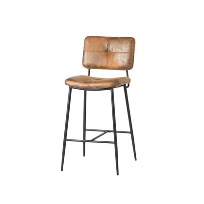 Set of Two 27" Brown And Black Steel Low Back Counter Height Bar Chairs
