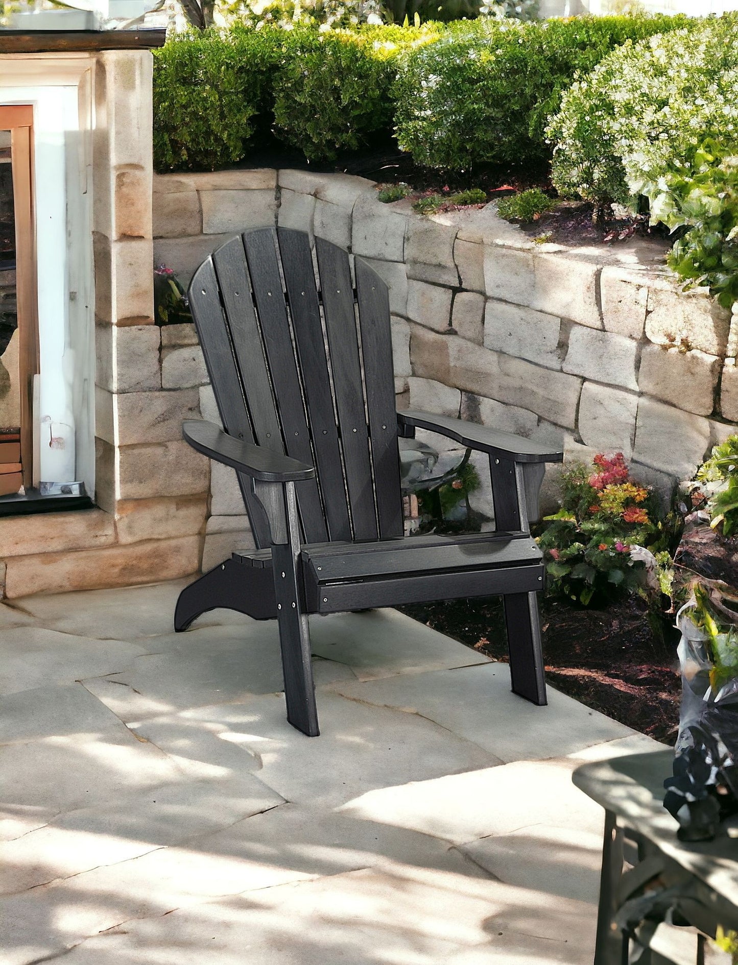 30" Black Heavy Duty Plastic Adirondack Chair
