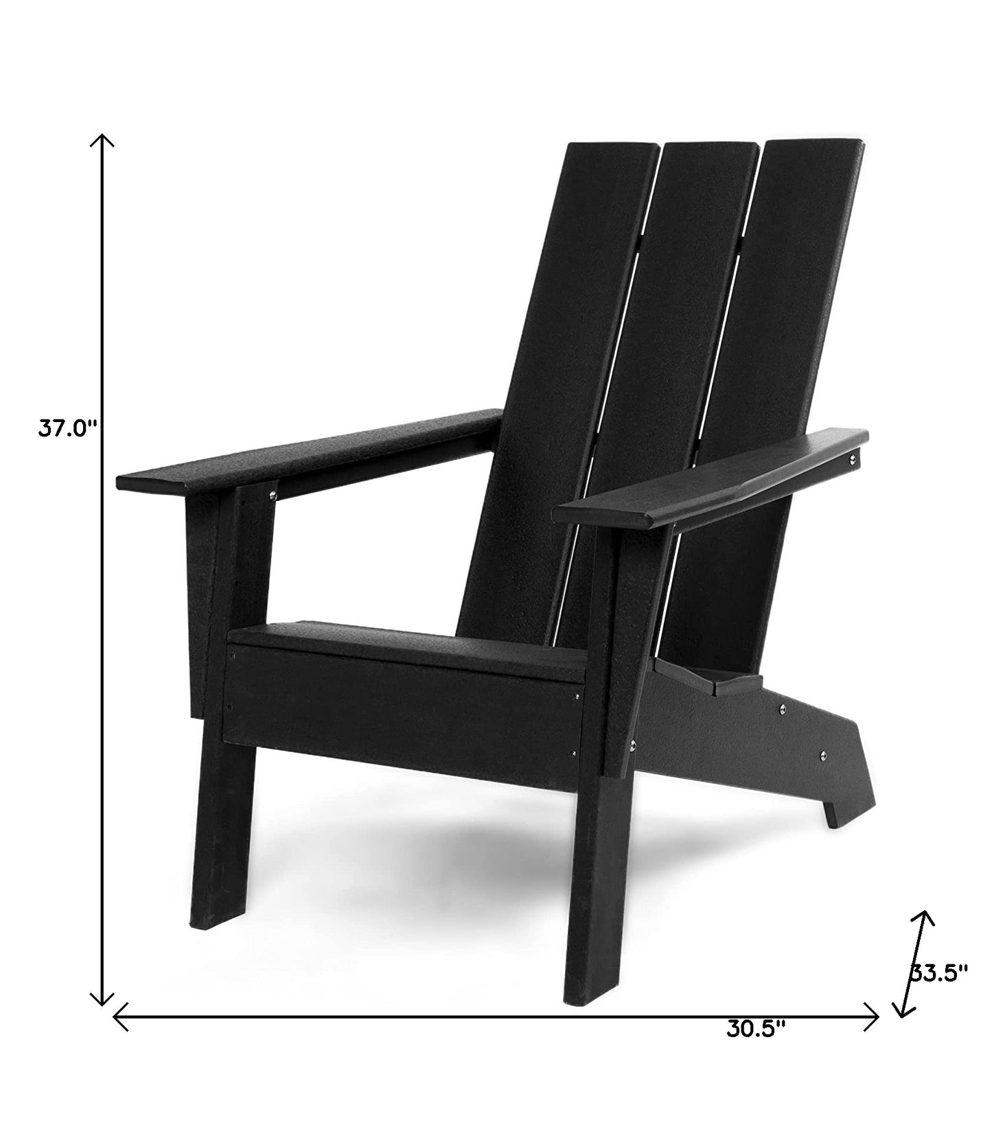 31" Black Heavy Duty Plastic Adirondack Chair