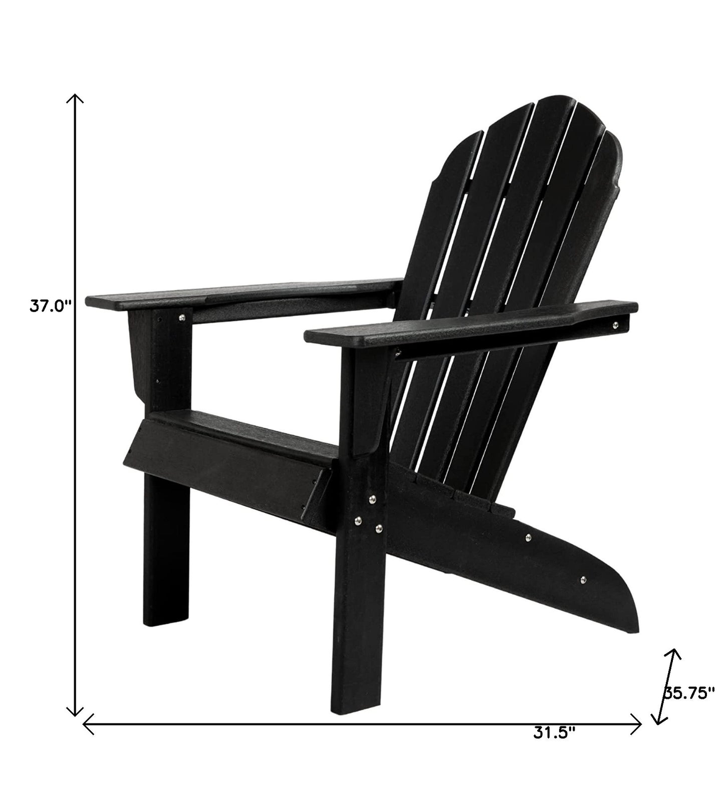 32" Black Heavy Duty Plastic Indoor Outdoor Adirondack Chair