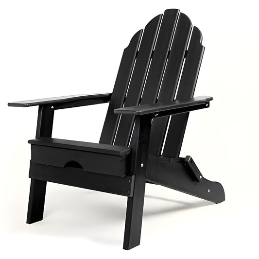 30" Black Heavy Duty Plastic Indoor Outdoor Adirondack Chair
