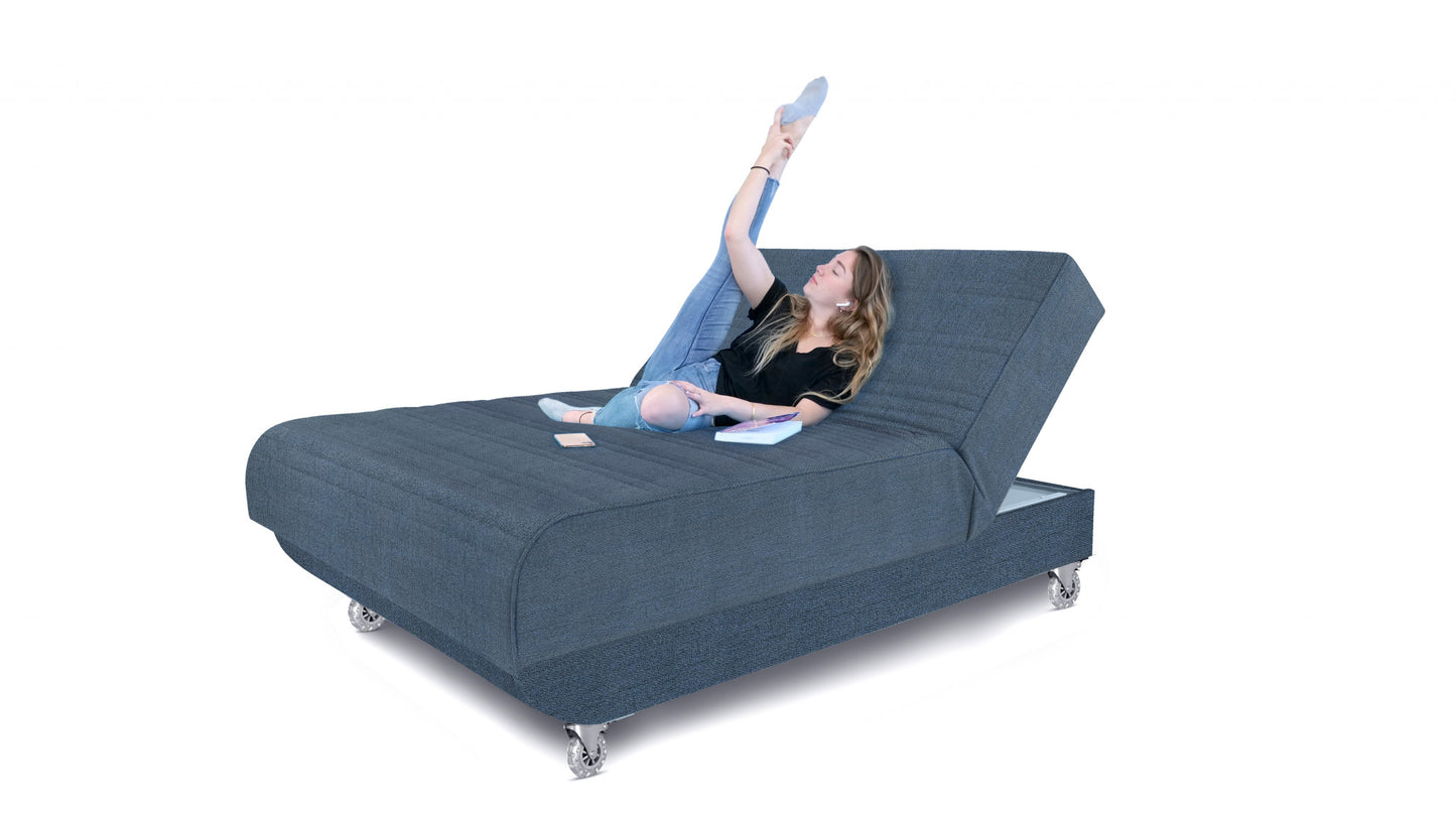 Blue Jeans and Blue Full Adjustable Upholstered Polyester No Bed Frame with Mattress