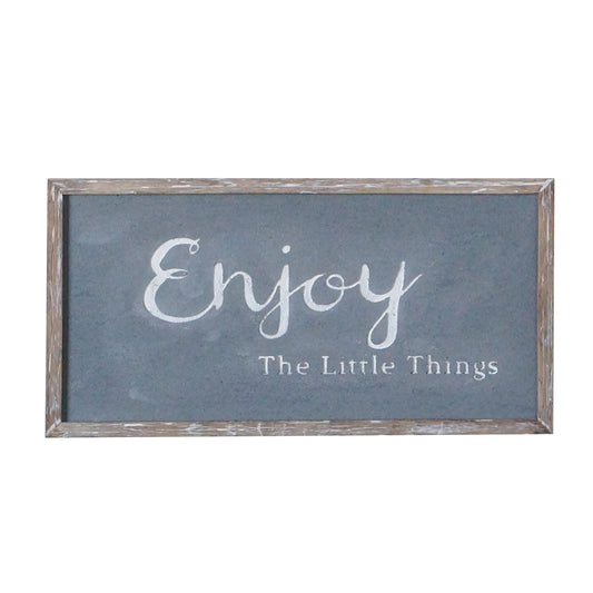 23" Distressed Gray Faux Concrete Enjoy The Little Things Wall Decor