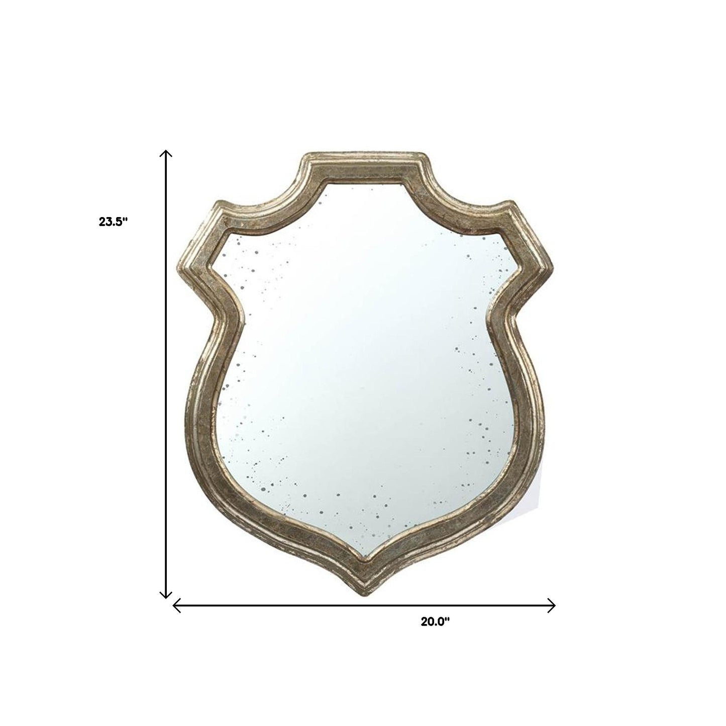 24" Distressed Metallic Crest Shape Wall Mounted Accent Mirror Framed