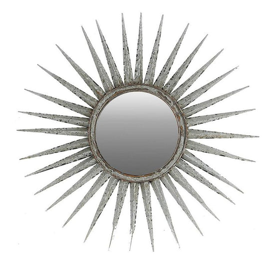 30" Silver Metal Sunburst Framed Accent Mirror