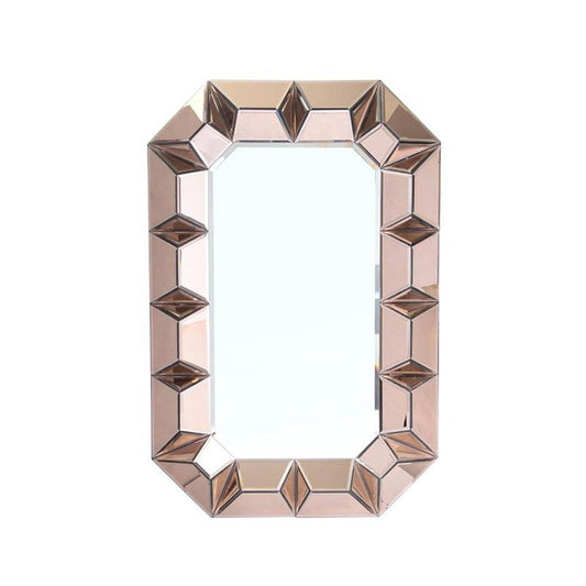35" Rose Gold Glass Abstract Ornate Framed Accent Mirror