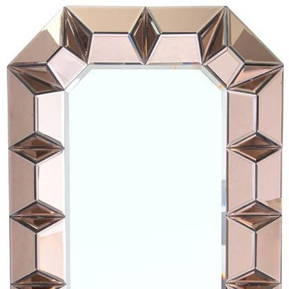 35" Rose Gold Glass Framed Accent Mirror