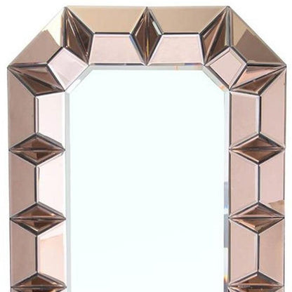 35" Rose Gold Glass Abstract Ornate Framed Accent Mirror