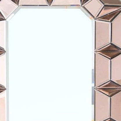 35" Rose Gold Glass Abstract Ornate Framed Accent Mirror