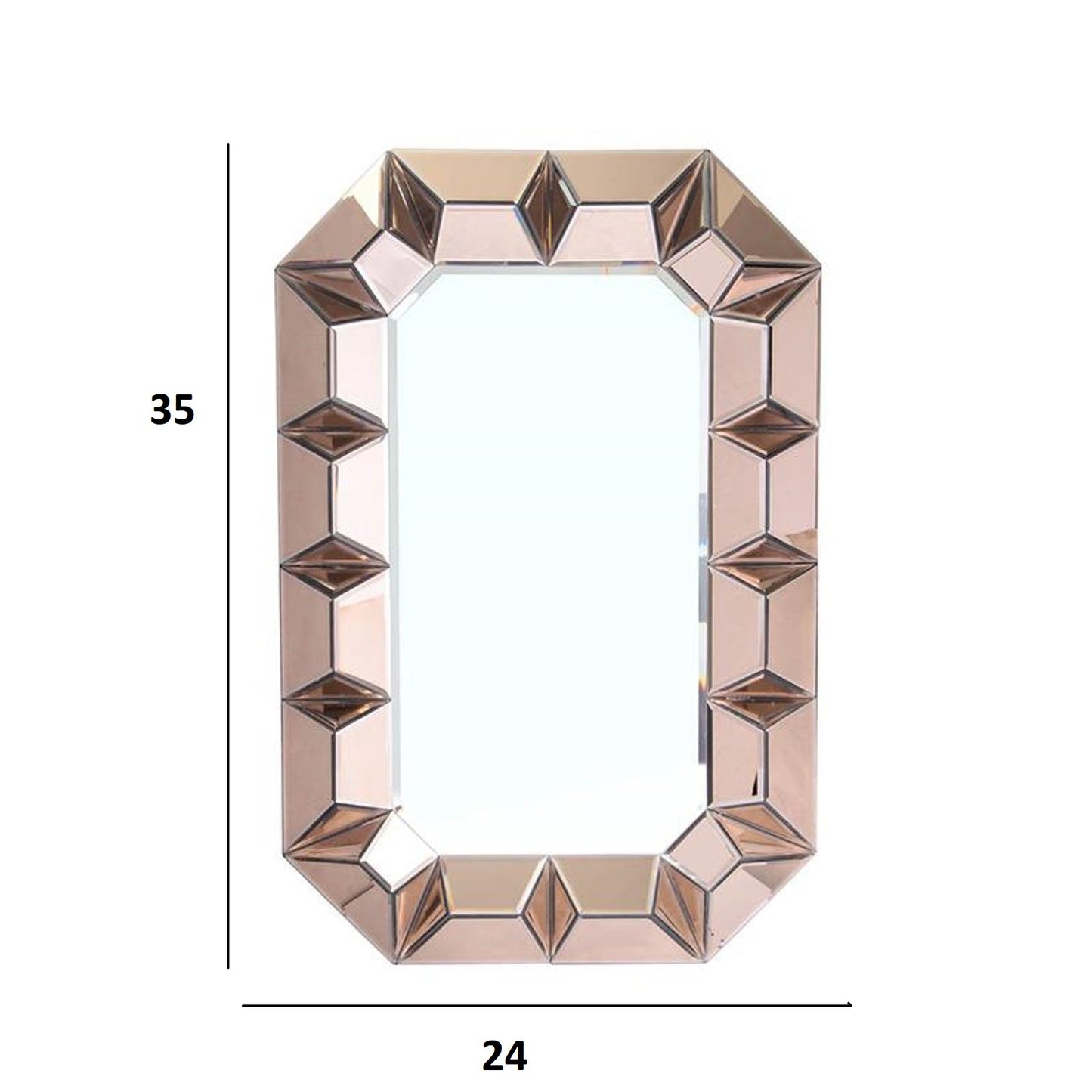 35" Rose Gold Glass Framed Accent Mirror