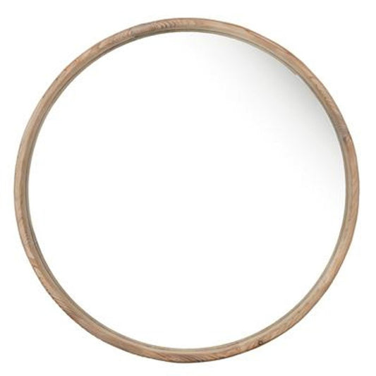 28" Brown Solid Wood Round Framed Accent Mirror