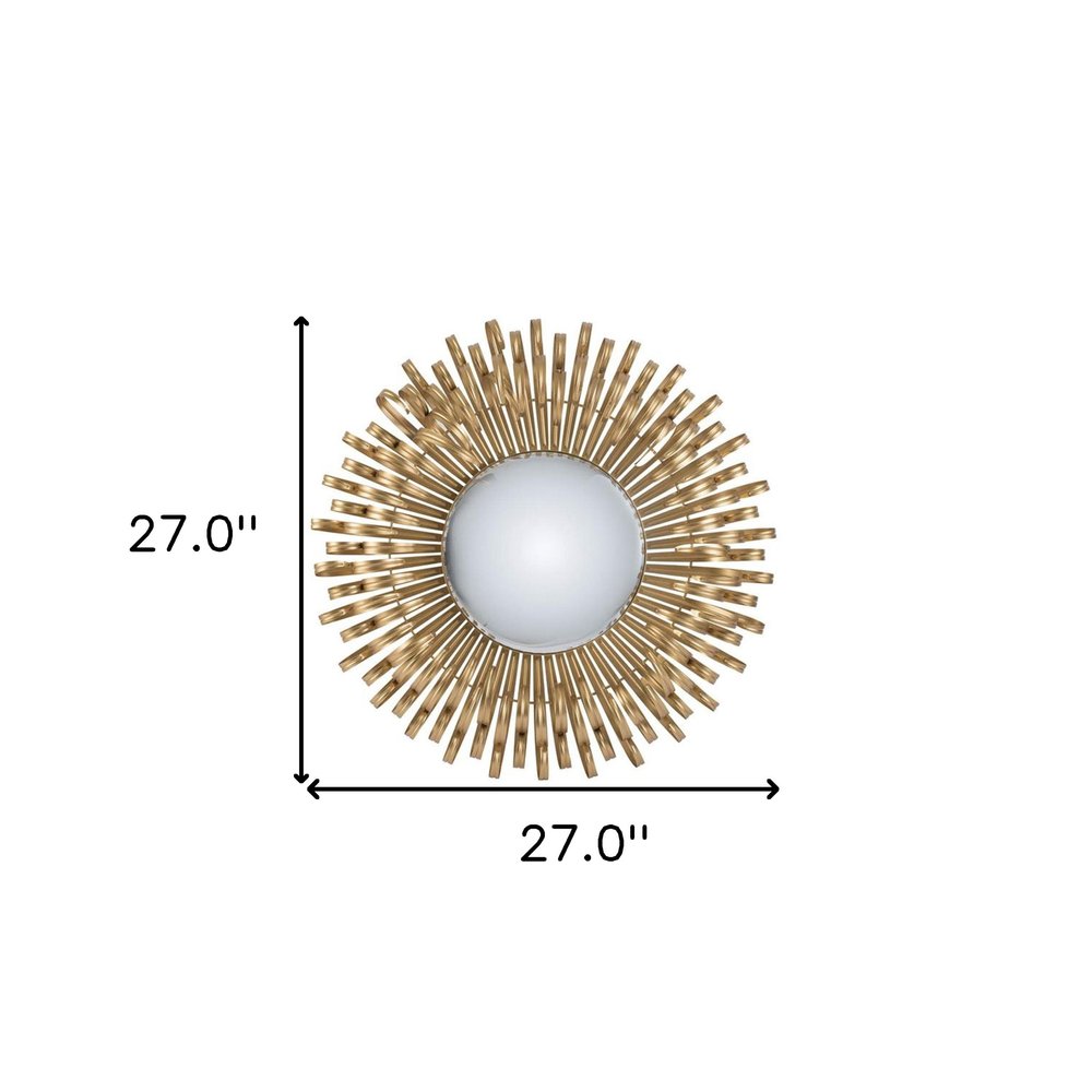 27" Gold Sunburst Iron Framed Accent Mirror