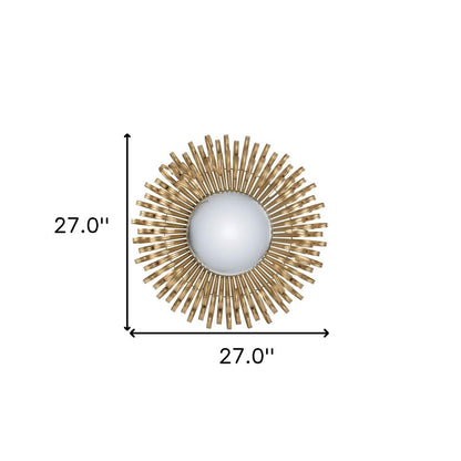 27" Gold Sunburst Iron Framed Accent Mirror
