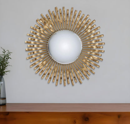 27" Gold Sunburst Iron Framed Accent Mirror