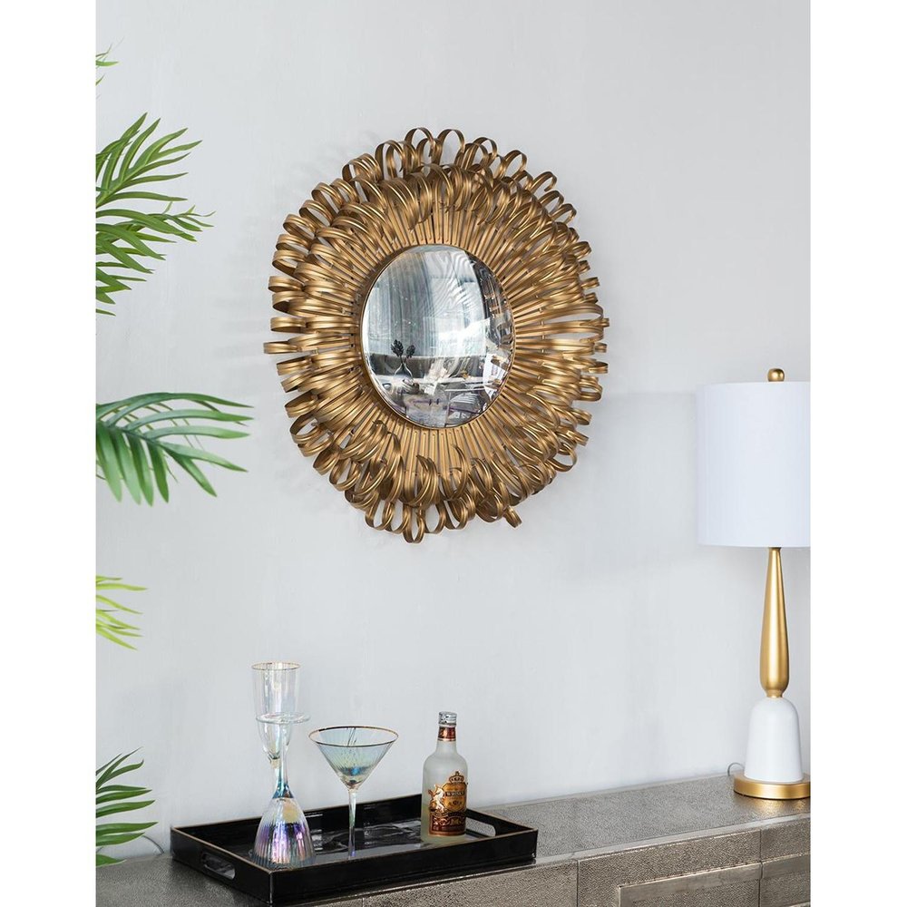 27" Gold Sunburst Iron Framed Accent Mirror