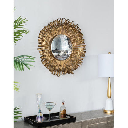 27" Gold Sunburst Iron Framed Accent Mirror