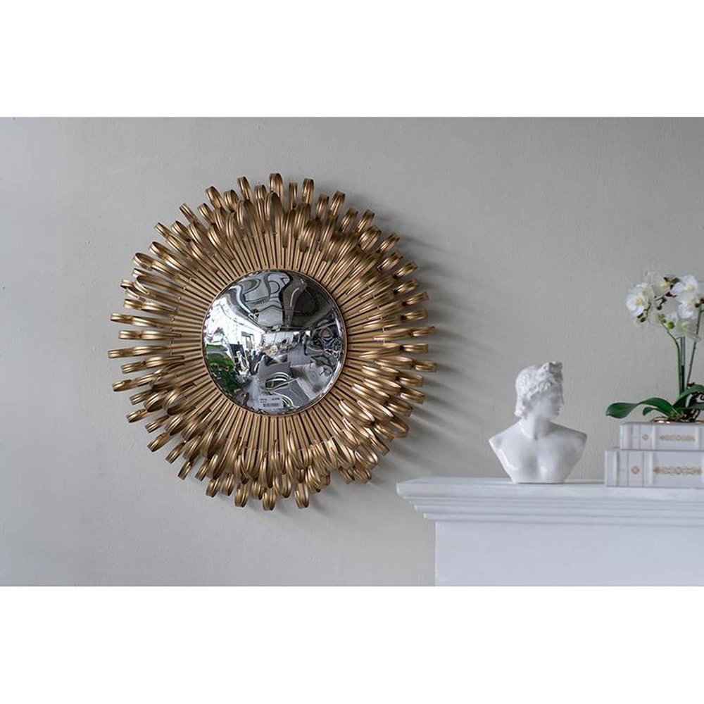 27" Gold Sunburst Iron Framed Accent Mirror