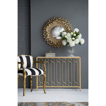 27" Gold Sunburst Iron Framed Accent Mirror