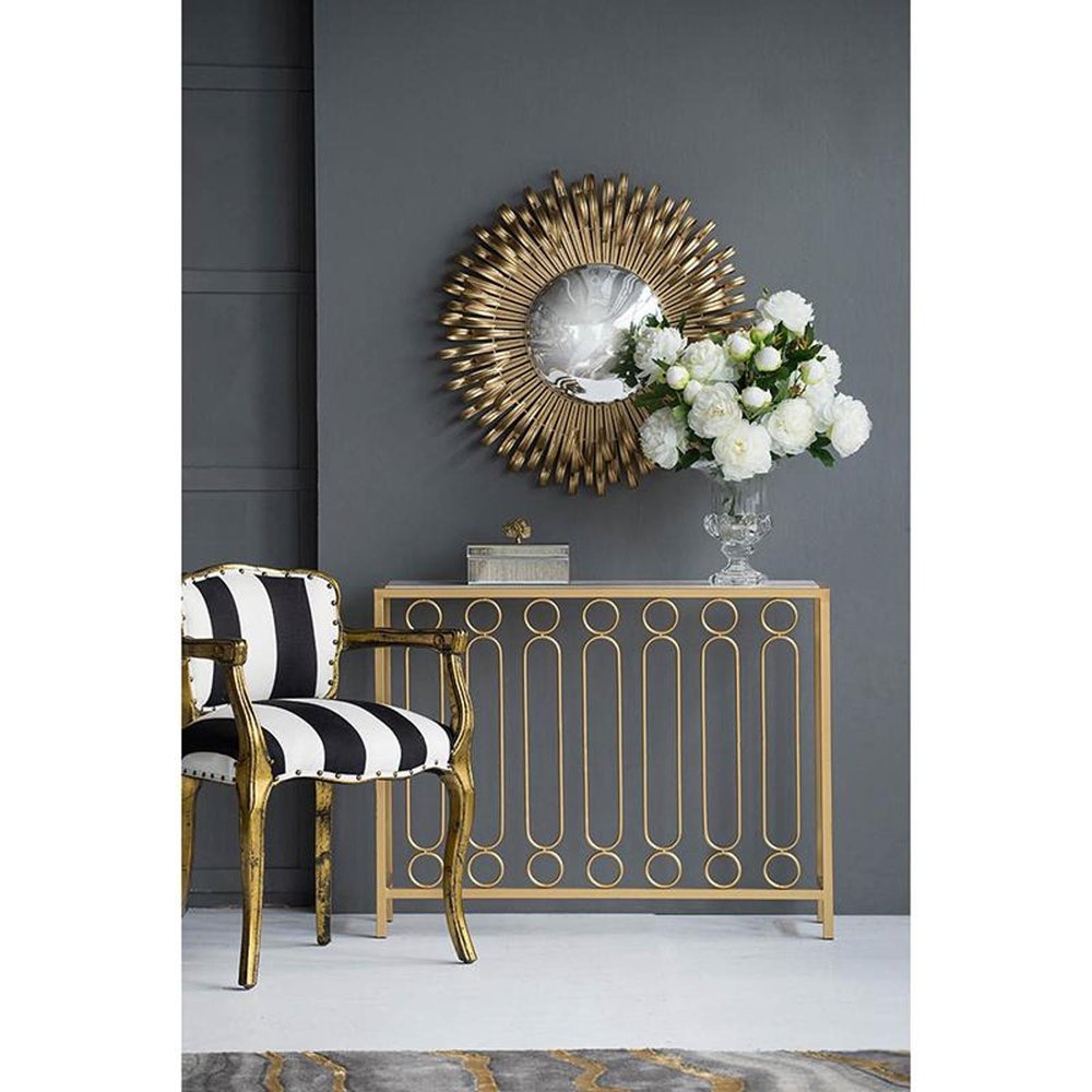 27" Gold Sunburst Iron Framed Accent Mirror